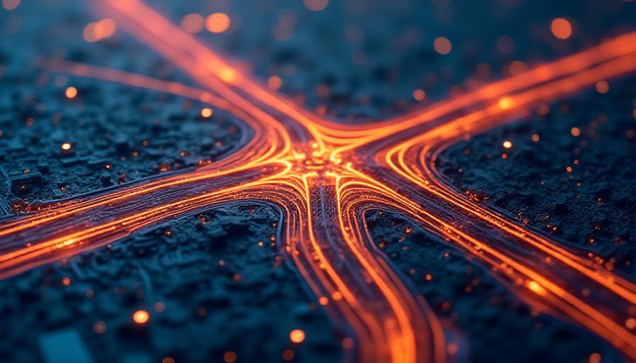 Mapa de redes de transporte y flujo de tráfico moderno